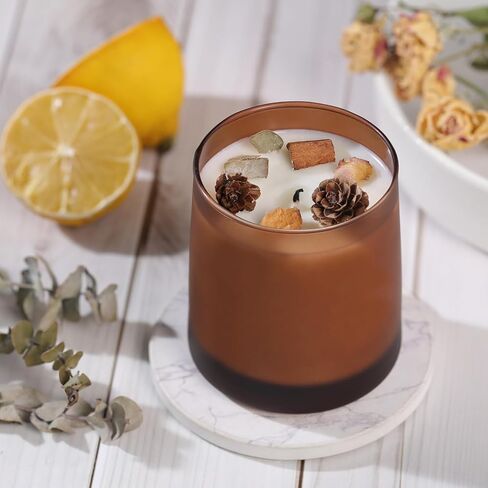 Darjen 12 Pack Amber Candle Swars لصنع الشموع- 9 أوقية شمعة زجاجية فارغة صنع الجرار مع صنع مجموعات ، وصنع الشموع حاويات الشموع للمنزل DIY & GIFS in Kuwait