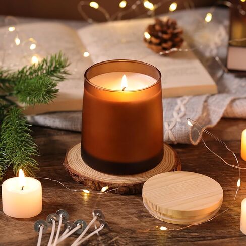 Darjen 12 Pack Amber Candle Swars لصنع الشموع- 9 أوقية شمعة زجاجية فارغة صنع الجرار مع صنع مجموعات ، وصنع الشموع حاويات الشموع للمنزل DIY & GIFS in Kuwait