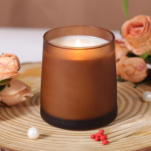Darjen 12 Pack Amber Candle Swars لصنع الشموع- 9 أوقية شمعة زجاجية فارغة صنع الجرار مع صنع مجموعات ، وصنع الشموع حاويات الشموع للمنزل DIY & GIFS in Kuwait