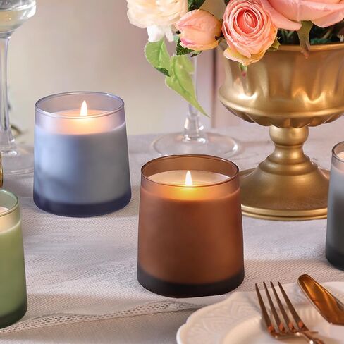 Darjen 12 Pack Amber Candle Swars لصنع الشموع- 9 أوقية شمعة زجاجية فارغة صنع الجرار مع صنع مجموعات ، وصنع الشموع حاويات الشموع للمنزل DIY & GIFS in Kuwait