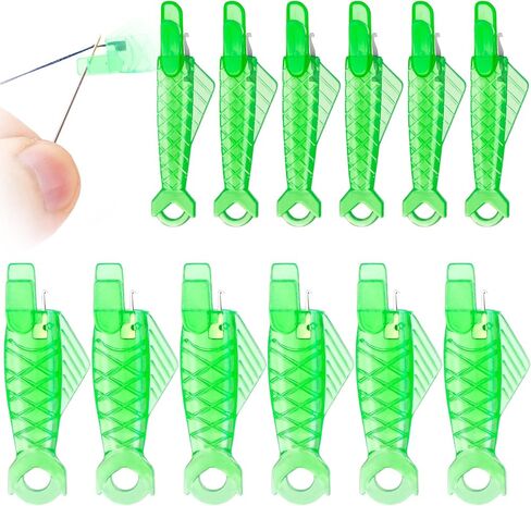 Alpinleux 12 Pcs Fish Type Sewing Machine Needle Threader, Needle Threader for Sewing Machine, Sewing Machine Threader, Needle Threaders for Hand Sewing (Green) in Saudi Arabia