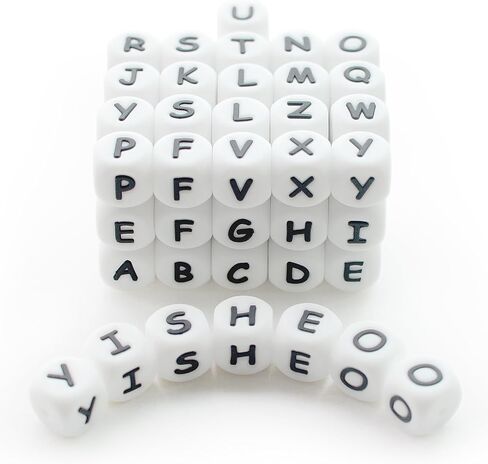 128 Square Silicone Letter Beads, 3 Sets of Letter and Number Beads, 2 Sets of Heart and Star Pattern Beads. The Glow in The Dark Letter Beads Add More Fun. in Saudi Arabia