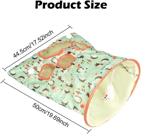 Cat Tunnel Toy, Cat Tunnel Bags with 1 Little Mouse & 3 Ball Crinkle Sack Bag for Cats, Portable Training Cave Collapsible Interactive Cat Drill Bag Pet Toy, Cat Self Interactive Toys(Green) in Saudi Arabia