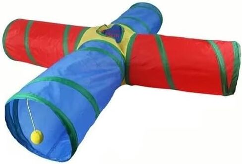 دكتور Fluffyyes ™ Cat Tunnel للقطط الداخلية مع 2 فئران-نفق لعب كبير 4 اتجاهات مع فتحة نظرة خاطفة والكرة معلقة ، أنبوب قوس قزح قابل للطي للقطط والأرانب والحيوانات الأليفة الصغيرة in Kuwait