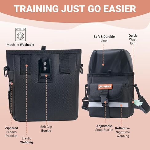 JOJOGOGO Treat Pouches for Pet Training and Walking with 4 Cup Removable Silicone Food Storage Container, Magnetic Closure Dog Treat Pouch with Training Clicker, Puppy Snack Bag with Poop Bag Holder in Saudi Arabia