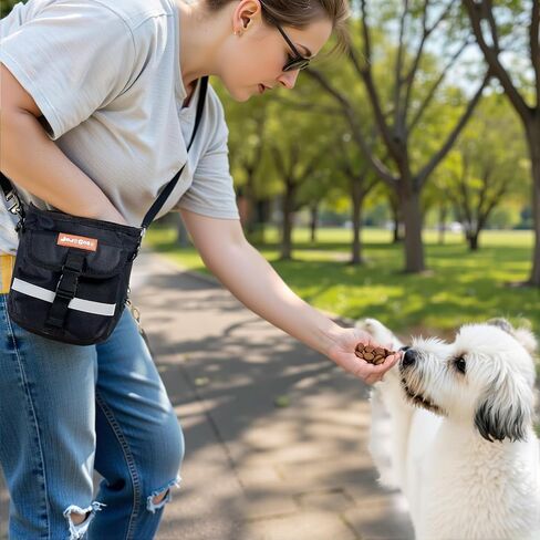 JOJOGOGO Treat Pouches for Pet Training and Walking with 4 Cup Removable Silicone Food Storage Container, Magnetic Closure Dog Treat Pouch with Training Clicker, Puppy Snack Bag with Poop Bag Holder in Saudi Arabia