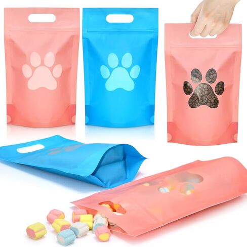50 PCS PAW Dog Acags حقائب الهدايا مع نافذة قابلة للوقوف على أكياس سحاب البلاستي in Kuwait