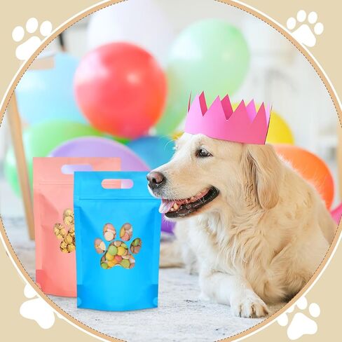 50 PCS PAW Dog Acags حقائب الهدايا مع نافذة قابلة للوقوف على أكياس سحاب البلاستي in Kuwait