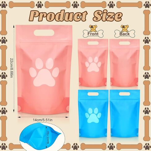 50 PCS PAW Dog Acags حقائب الهدايا مع نافذة قابلة للوقوف على أكياس سحاب البلاستي in Kuwait