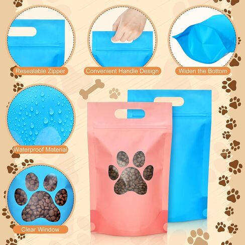 50 PCS PAW Dog Acags حقائب الهدايا مع نافذة قابلة للوقوف على أكياس سحاب البلاستي in Kuwait