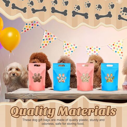 50 PCS PAW Dog Acags حقائب الهدايا مع نافذة قابلة للوقوف على أكياس سحاب البلاستي in Kuwait