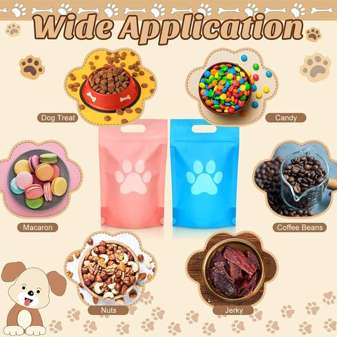 50 PCS PAW Dog Acags حقائب الهدايا مع نافذة قابلة للوقوف على أكياس سحاب البلاستي in Kuwait