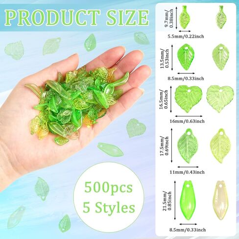 حبات أوراق الأكريليك 500pcs لأغسسى لتصنيع مجوهرات القرط (5 نمط) in Saudi Arabia