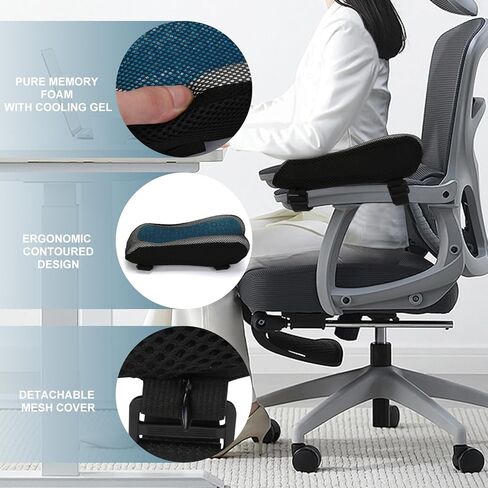 Office Chair Arm Rest Covers, Ergonomic Armrest Pads with Elbow Support Cushion for Computer, Gaming, and Desk Chairs (Set of 2, Mesh Cover) in Kuwait