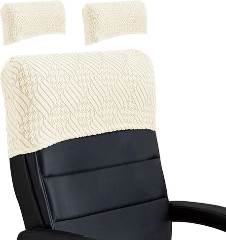Stretch Office Chair Headrest Cover, Milk Silk Headrest Protector for Office Chairs, Head Rest Covers for High Back Computer Chairs, Furniture, Recliner Chair, 2 Pack, Black in Kuwait