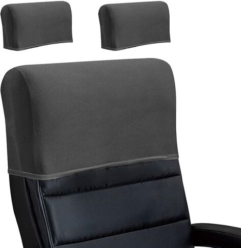 Stretch Office Chair Headrest Cover, Milk Silk Headrest Protector for Office Chairs, Head Rest Covers for High Back Computer Chairs, Furniture, Recliner Chair, 2 Pack, Black in Kuwait