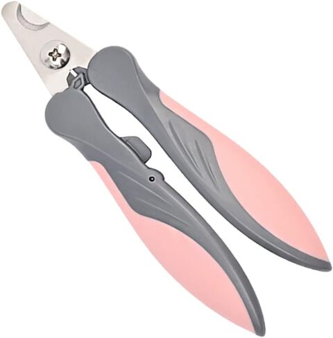 1Pc Pet Nail Clipper Ergonomic Stainless Steel Trimmer for Small Dogs Cats with Unique Lock Design Safe Easy Grooming Tool Pink in Saudi Arabia