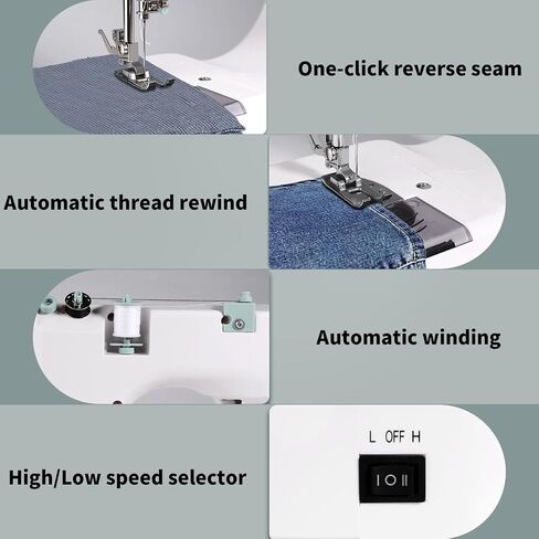 Mini Dual-Speed Sewing Machine,12 Built-in Stitches and Reverse Sewing，Foot Pedal, Dual Needle for Heavy Fabrics,Adjustable Sewing Speed，Portable & Beginner in Saudi Arabia