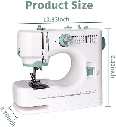 Mini Dual-Speed Sewing Machine,12 Built-in Stitches and Reverse Sewing，Foot Pedal, Dual Needle for Heavy Fabrics,Adjustable Sewing Speed，Portable & Beginner in Saudi Arabia