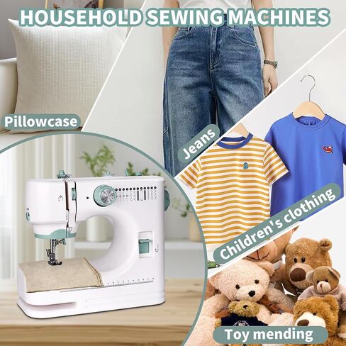 Mini Dual-Speed Sewing Machine,12 Built-in Stitches and Reverse Sewing，Foot Pedal, Dual Needle for Heavy Fabrics,Adjustable Sewing Speed，Portable & Beginner in Saudi Arabia