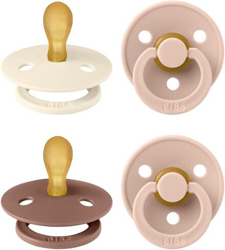 BIBS Colour Pacifier with Symmetrical Nipple| Natural Rubber Baby Pacifier | Set of 4 BPA-Free Soothers | Made in Denmark | Baby Blue Mix | Size 0-6 Months in Saudi Arabia