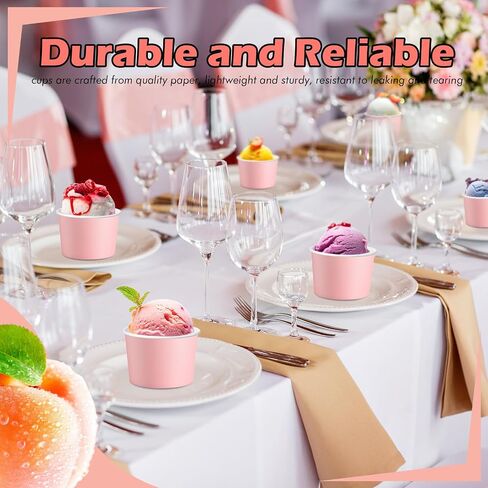 أكواب الآيس كريم الورقية 9 أوقية أوعية الحلوى التي يمكن التخلص منها لأكواب الحفلات الساخنة أو الباردة لعيد ميلاد استحمام الطفل لحفلات عيد الفصح (الوردي المترب ، 60 قطعة) in Saudi Arabia