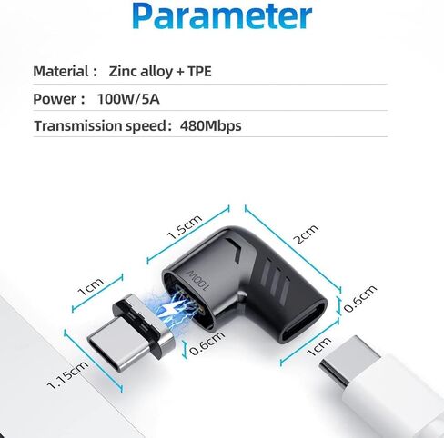 BoxWave Adapter Compatible with Elikliv EDM4 Coin Microscope (4.3 in) - MagnetoSnap PD Angle Adapter, Magnetic Charging Connector Device Saver - Metallic Silver in Saudi Arabia