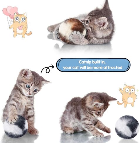 Skylety 8 قطع كرة POMS Cat مع كرات القط الناعمة Catnip Toy لعبة كبيرة أفخم كرات الاصطناعية غامضة فو ، فور التصحيح نفخة 2 بوصات للحيوانات الأليفة المطاردة المطاردة لعب الممارسة الداخلية in Saudi Arabia