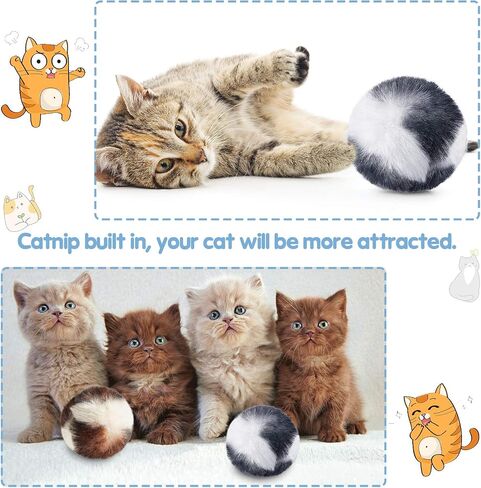 Skylety 8 قطع كرة POMS Cat مع كرات القط الناعمة Catnip Toy لعبة كبيرة أفخم كرات الاصطناعية غامضة فو ، فور التصحيح نفخة 2 بوصات للحيوانات الأليفة المطاردة المطاردة لعب الممارسة الداخلية in Saudi Arabia