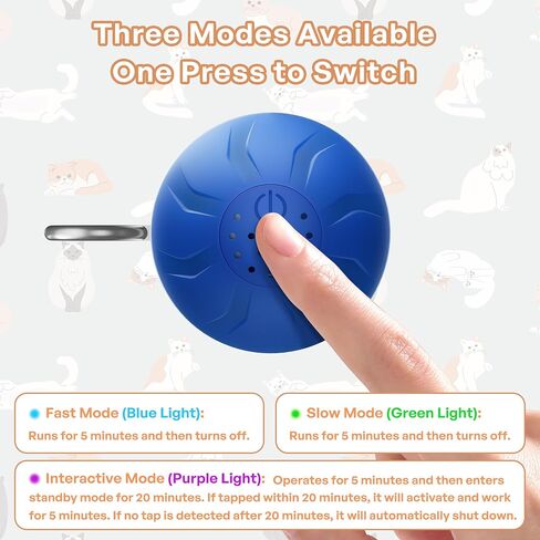 Interactive Cat Toys for Indoor Cats with 3 Mouse Tails,Electric Cat Ball Toy with Bird Chirping Sounds,Automatic Spinning Moving,300mAh Long Endurance Type-C Rechargeable,Pet Cat Supplies (Blue) in Saudi Arabia