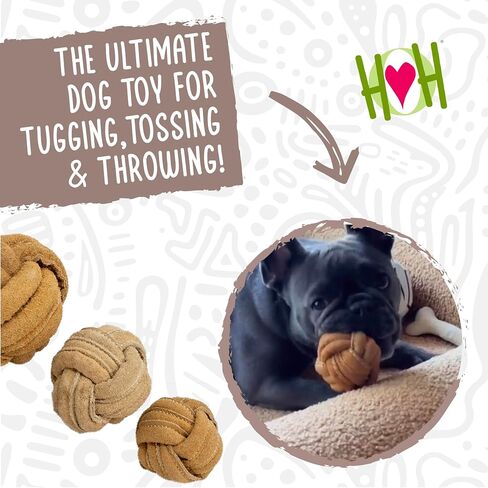 HuggleHounds Huggle-Hide Knotted Bone - Leather Dog Toys for Aggressive Chewers, Interactive Leather Toy for Small or Large Dog Breeds, Tough & Durable Chew Toy - Leather Bone, Medium in Saudi Arabia