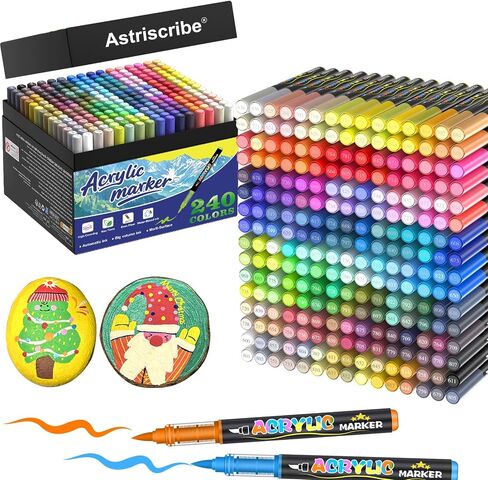 48 Colors Acrylic Paint Pens Markers, No-Bleed Brush Tip Acrylic Markers with Automatic Ink Control System, for Stone, Wood, Canvas, Ceramic, Glass, Metal, Rock Painting, DIY Crafts Art Supplies Kit in Saudi Arabia