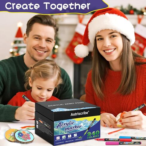 48 Colors Acrylic Paint Pens Markers, No-Bleed Brush Tip Acrylic Markers with Automatic Ink Control System, for Stone, Wood, Canvas, Ceramic, Glass, Metal, Rock Painting, DIY Crafts Art Supplies Kit in Saudi Arabia