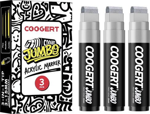3Pcs Black Jumbo Poster Markers, 15MM Thick Permanent Acrylic Graffiti Markers, Wide Tip Paint Marker for Canvas, Posters Board, Fabric, Window, Glass, Wood, Teachers,Banner painting supplie in Kuwait