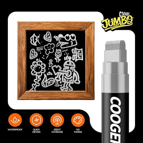 3Pcs Black Jumbo Poster Markers, 15MM Thick Permanent Acrylic Graffiti Markers, Wide Tip Paint Marker for Canvas, Posters Board, Fabric, Window, Glass, Wood, Teachers,Banner painting supplie in Kuwait