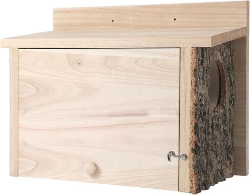 1 Pcs Squirrel Nesting Box Squirrel House for Outside Nesting Hanging Handcrafted Thick Wood Winter Chipmunk Outdoor Shelter Garden Yard Support Local Wildlife Easy to Install(Horizontal) in Saudi Arabia