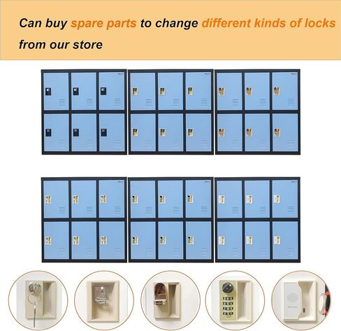 MECOLOR Metal Storage Lockers Employee lockers Small lockers and Business lockers for Home, Office, Garage,Gym,School... (P6D-BU) in Kuwait