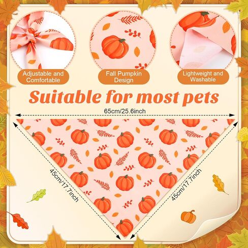 240 Pcs Fall Bandanas for Dogs Autumn with Maple Leaves Pumpkin Patterns Thanksgiving Soft Bibs Adjustable Triangle Doggie Scarf for Small Medium Large Pet Costume 25.6 x 17.7 x 17.7 Inch in Saudi Arabia