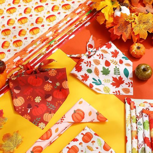 240 Pcs Fall Bandanas for Dogs Autumn with Maple Leaves Pumpkin Patterns Thanksgiving Soft Bibs Adjustable Triangle Doggie Scarf for Small Medium Large Pet Costume 25.6 x 17.7 x 17.7 Inch in Saudi Arabia