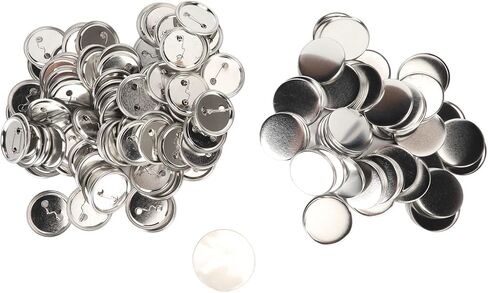 100 مجموعة زر دبوس شارة طقم جولة زر شارة الأجزاء مقاطع تجانس المعادن لسيارة الشارة DIY Making Supplies in Kuwait