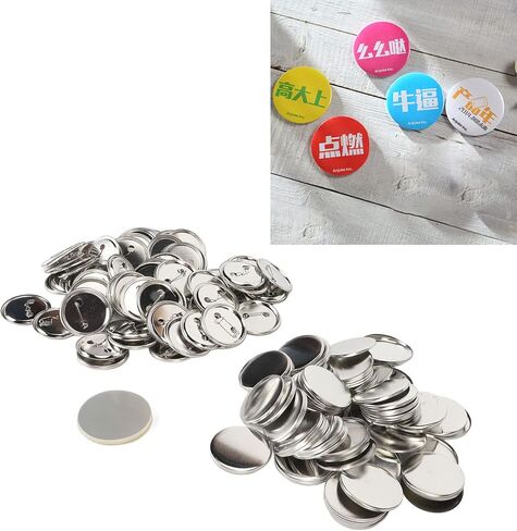 100 مجموعة زر دبوس شارة طقم جولة زر شارة الأجزاء مقاطع تجانس المعادن لسيارة الشارة DIY Making Supplies in Kuwait