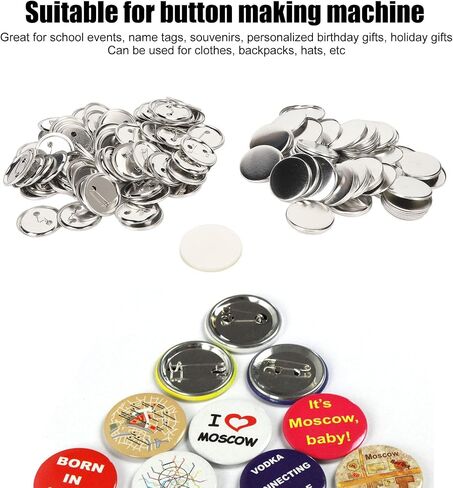 100 مجموعة زر دبوس شارة طقم جولة زر شارة الأجزاء مقاطع تجانس المعادن لسيارة الشارة DIY Making Supplies in Kuwait