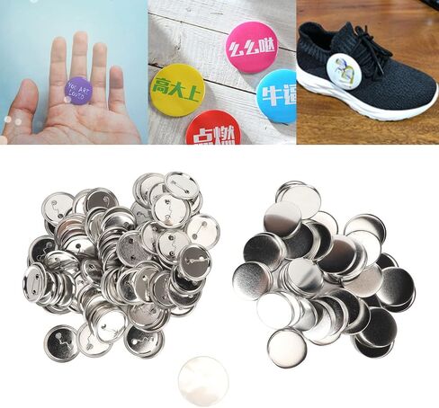 100 مجموعة زر دبوس شارة طقم جولة زر شارة الأجزاء مقاطع تجانس المعادن لسيارة الشارة DIY Making Supplies in Kuwait