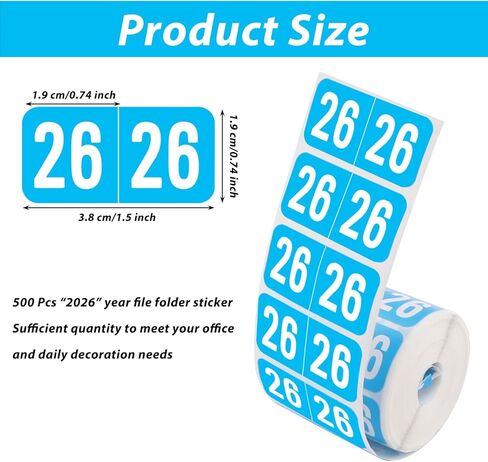 500pcs 2026 ملصقات سنة ، ملصقات عام ملفات لاصقة ، ملصقات مشفرة 2026 سنة لمجلسات ملفات تبويب النهاية ، 3/4 "× 1-1/2" (وردي) in Kuwait
