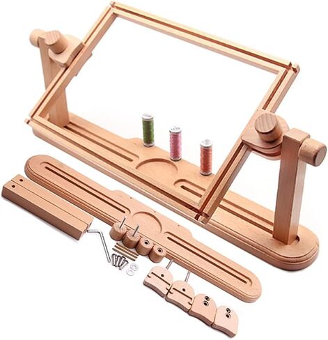 Hands-Free Wooden Cross Stitch Frame, Adjustable Embroidery Hoop Frame, 360-degree Rotating Bracket, Natural Beech Wood Material, DIY Craft Sewing Tools in Saudi Arabia