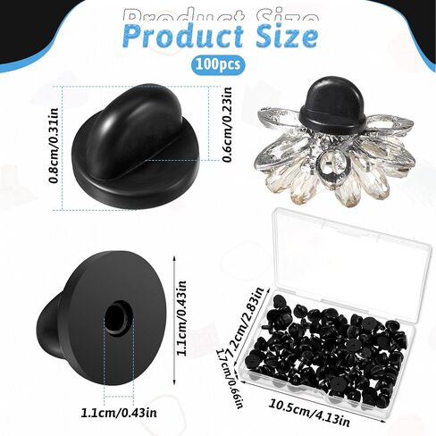 100 PCS ظهور دبوس مطاط ، ظهور دبوس صدر السكن PVC PINBACK دبابيس السلامة لعربة بروش شارة قبعة الشارة شارة صفراء pinbacking pincap استبدال بوكس ​​للشارات الموحدة السوداء in Kuwait