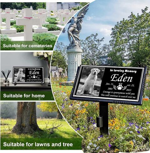 شواهد Headstones للكلاب والقطط - لويحات مخصصة للجرانيت الكلب السوداء لعلامات قبر القط المحفورة في الهواء الطلق ، شاهد قبر جنائزي مع صورة ، أحجار تذكارية لحديقة الذاكرة (حيوان) in Saudi Arabia