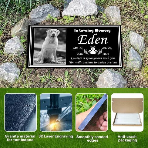 شواهد Headstones للكلاب والقطط - لويحات مخصصة للجرانيت الكلب السوداء لعلامات قبر القط المحفورة في الهواء الطلق ، شاهد قبر جنائزي مع صورة ، أحجار تذكارية لحديقة الذاكرة (حيوان) in Saudi Arabia