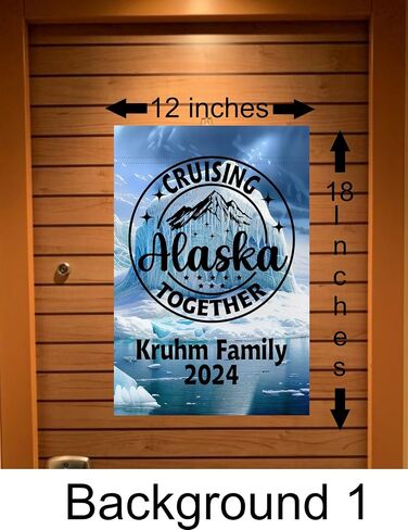 personalized Alaskan cruise door decorations magnetic, large cruise ship magnet banner, cruising Alaska together, custom name flag decoration Cruise door, decor idea cruise cabin (Alaska Background 3) in Kuwait