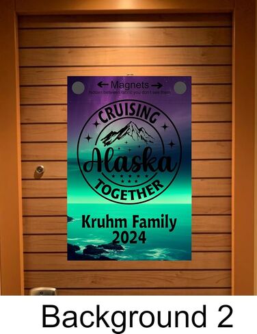 personalized Alaskan cruise door decorations magnetic, large cruise ship magnet banner, cruising Alaska together, custom name flag decoration Cruise door, decor idea cruise cabin (Alaska Background 3) in Kuwait